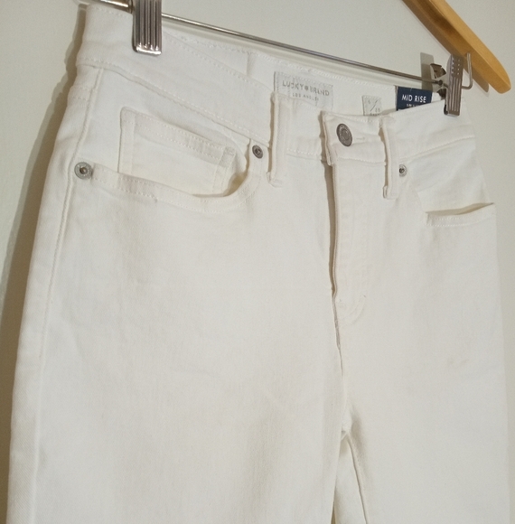 Lucky Brand Ava performance stretch mid rise skinny ankle jeans in white - Picture 3 of 11